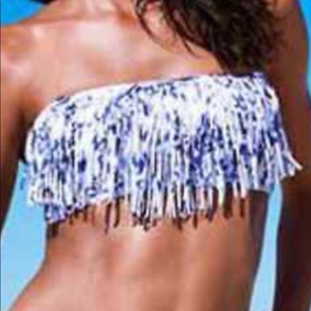 Victoria Secret Blue tie-dye fringe bikini top
